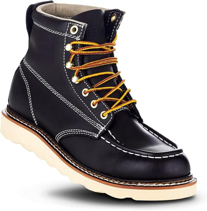 EVER BOOTS EverBoots Mens Work Boots for Men, Leather Lightweight Comfort Boot, Anti Slip & Shock Absorption, Soft Oil Grain, Goodyear Welt, Industrial Construction, Roofing, Electrician (10, Black) - Image 1